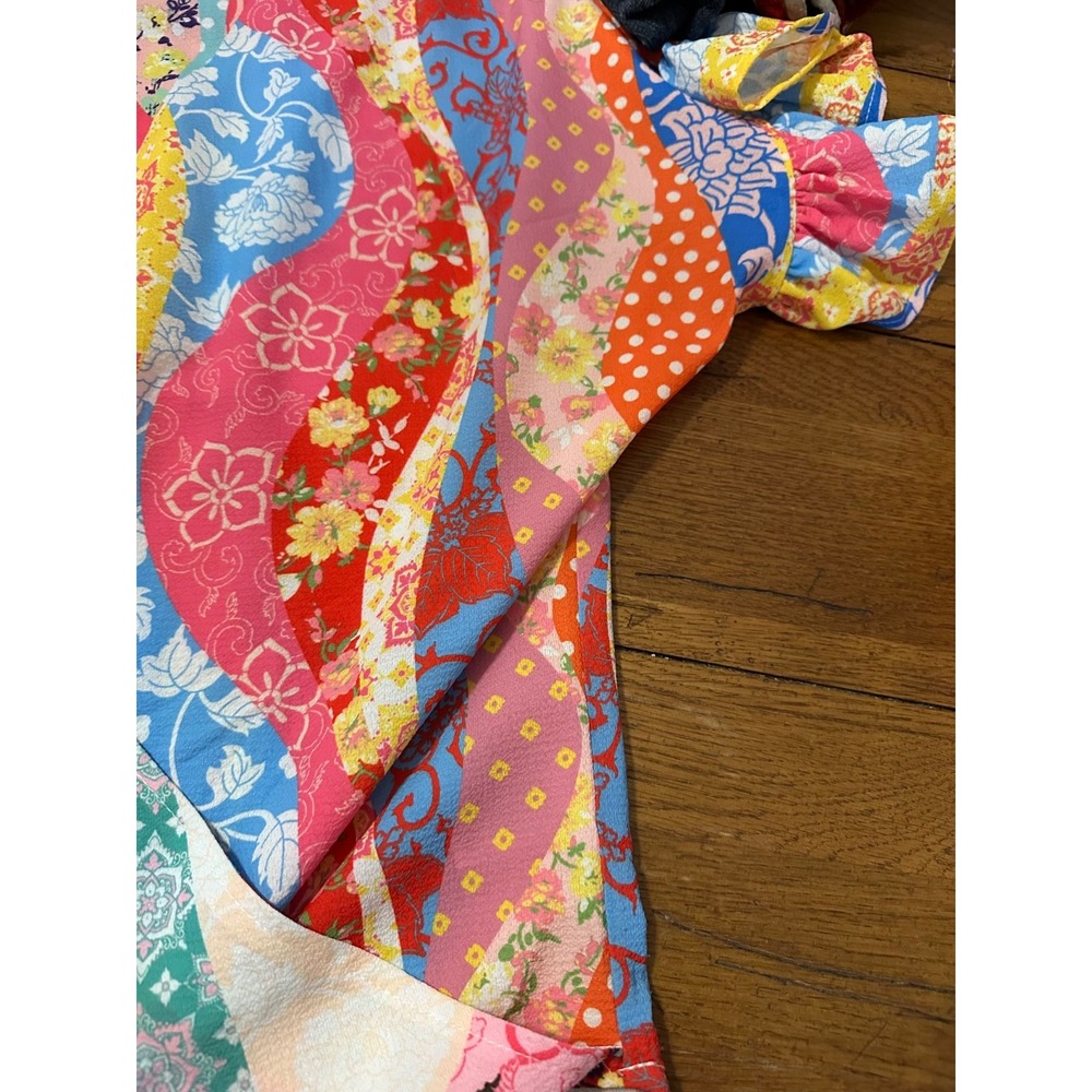 umgee multicolored v neck‎ blouse small - Picture 3 of 7